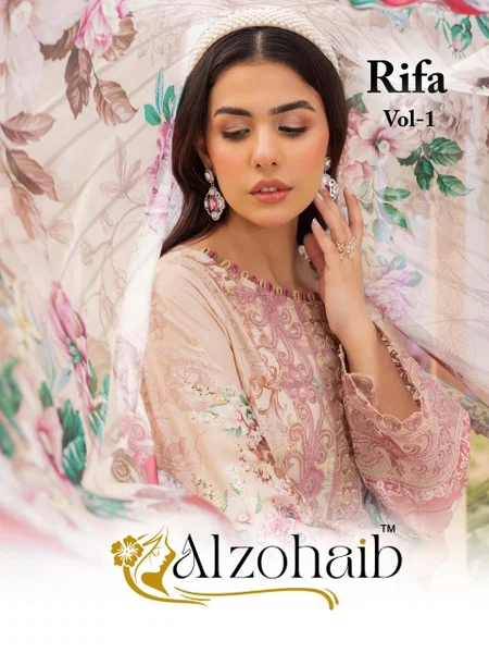 Rifa Vol 1 By Alzohaib Cotton Dupatta Pakistani Salwar Suits Wholesale Online